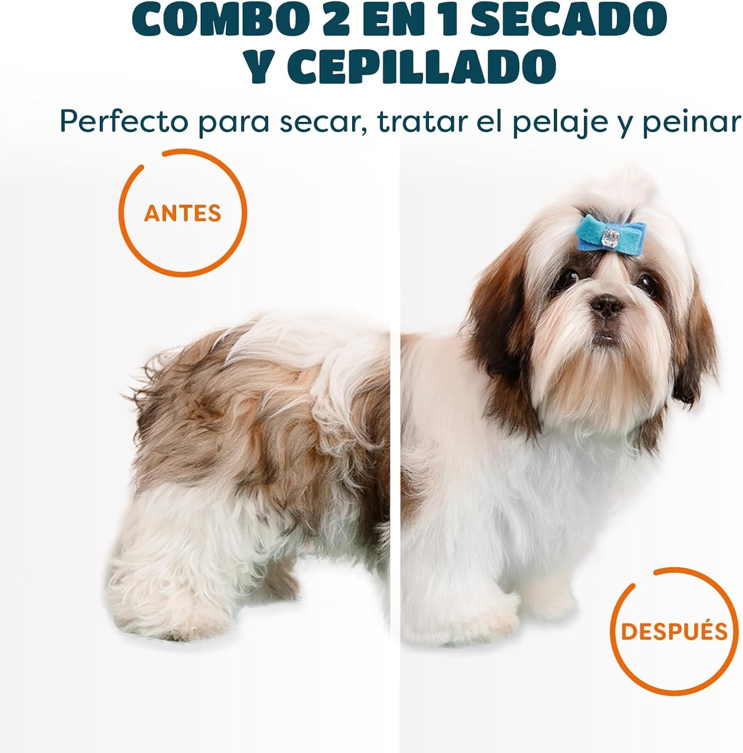 Secador-Cepillo para Mascotas 2 en 1 | Cuidado y Secado Rápido - Portátil y Eficiente