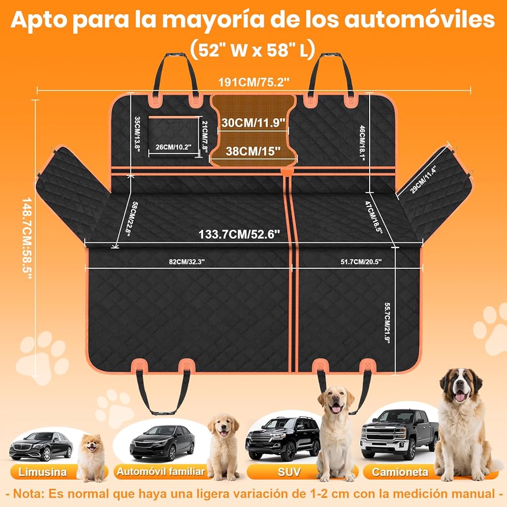 Funda de Asiento Trasero de Lujo para Perros
