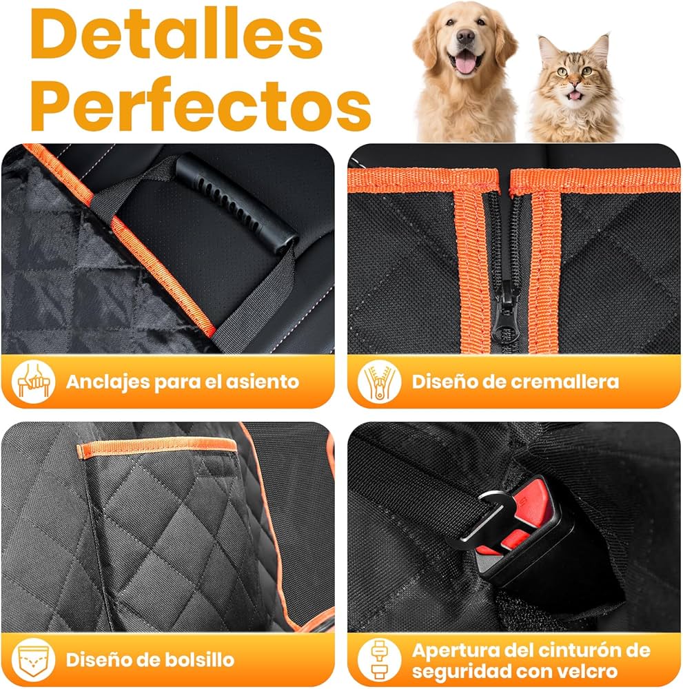 Funda de Asiento Trasero de Lujo para Perros