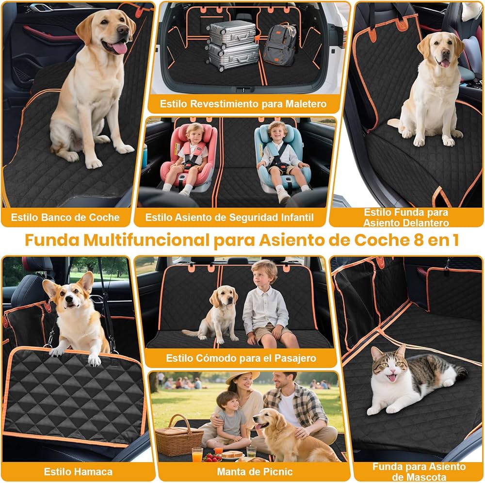 Funda de Asiento Trasero de Lujo para Perros