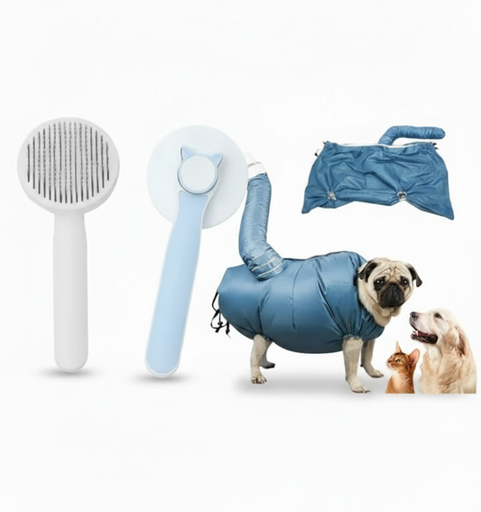 Pack Premium de Cuidado para Mascotas – Secado + Cepillado 2 en 1